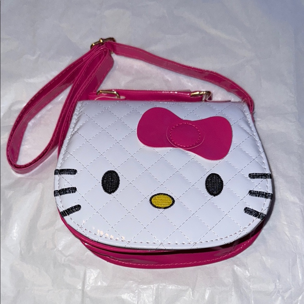 NWOT-Hello Kitty Pink and White Mini Bag with Iconic Face Design